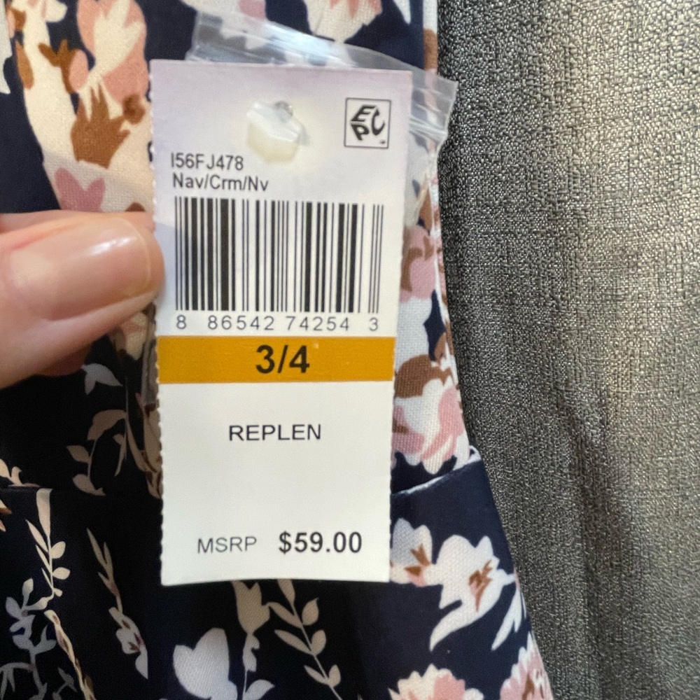 Printed Mock-Neck Crochet Trim Fit & Flare Dress - Picture 7 of 8